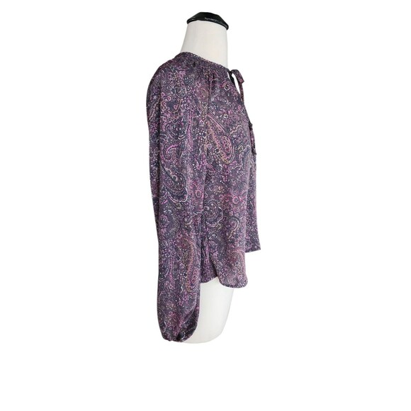 Evereve Blouse Womens XS Artsy Boho Corpcore Green Pink Kyra Paisley Smocked - Picture 5 of 8